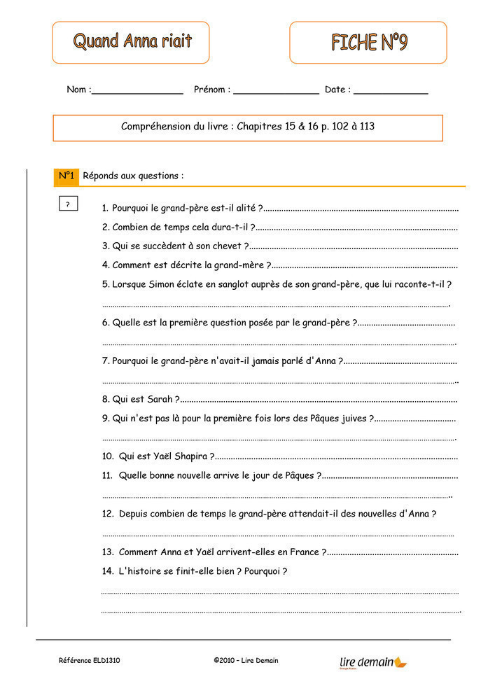 LECTURE SUIVIE - QUAND ANNA RIAIT (FICHIER SEUL)