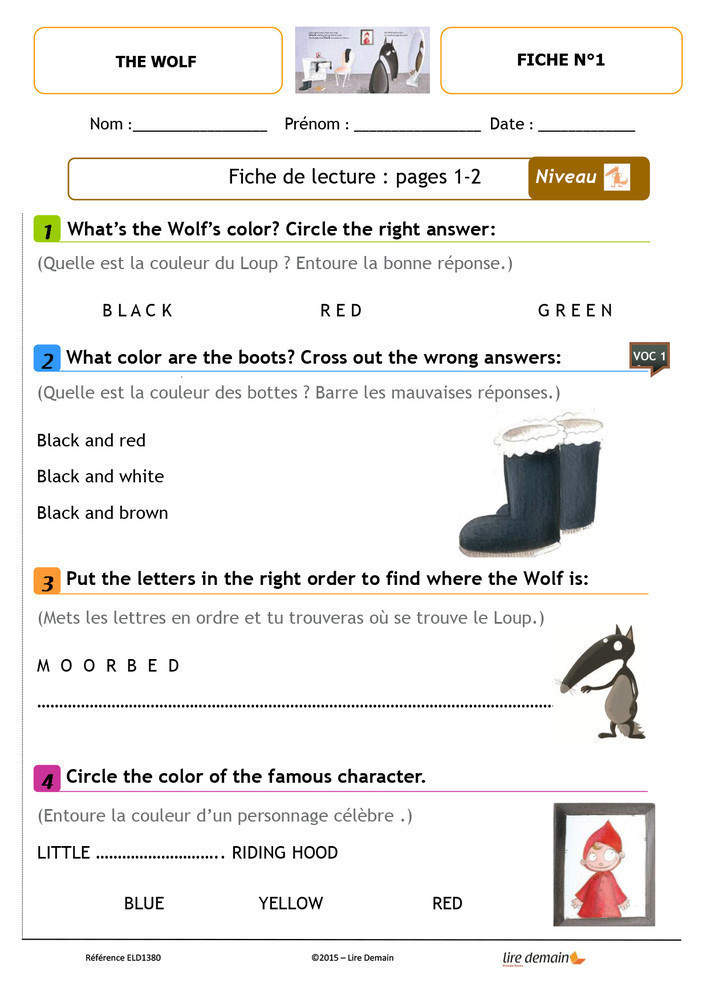 LECTURE SUIVIE ANGLAIS - THE WOLF WHO WANTED TO CHANGE HIS COLOR (25 EX)