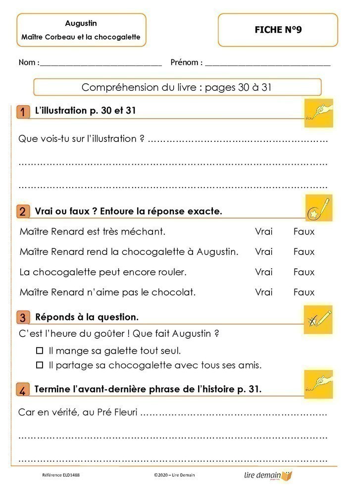 LECTURE SUIVIE - AUGUSTIN MAITRE CORBEAU ET LA CHOCOGALETTE (FICHIER SEUL)
