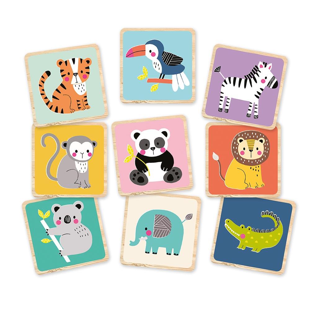 Juego De Memoria Animales En Madera