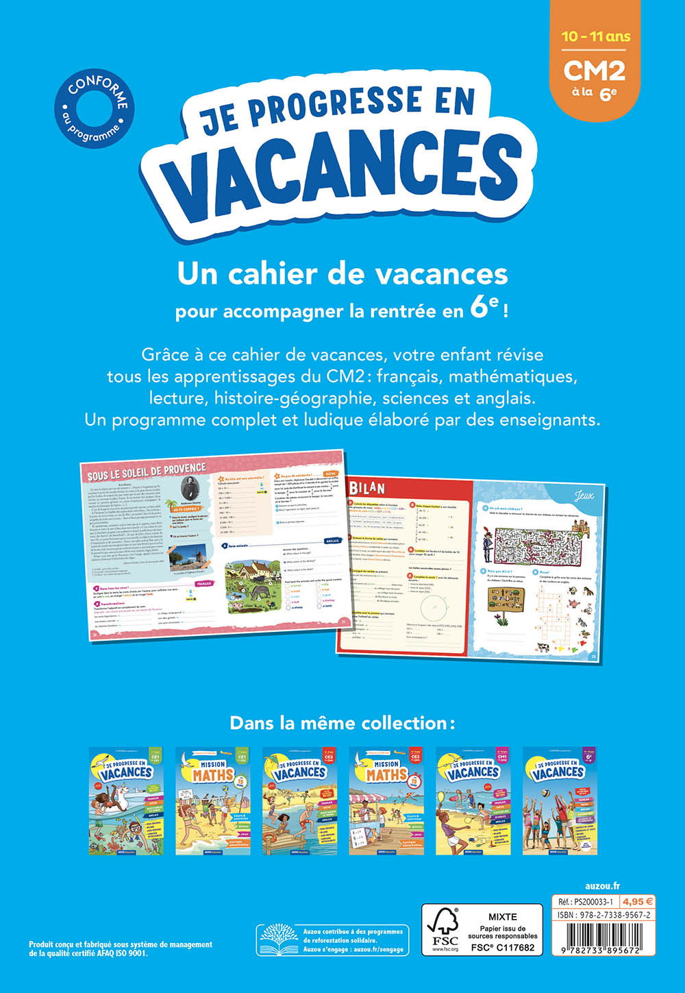 JE PROGRESSE EN VACANCES - CM2 A LA 6E