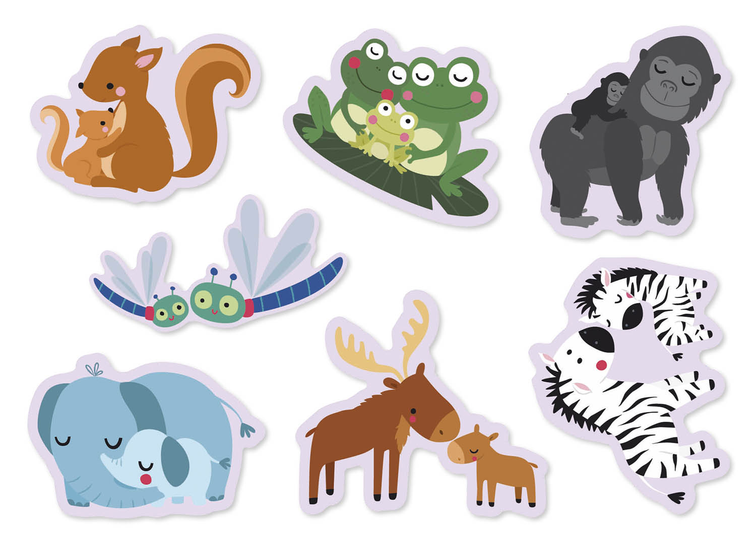 100 GOMMETTES PARENTS ET BEBES ANIMAUX