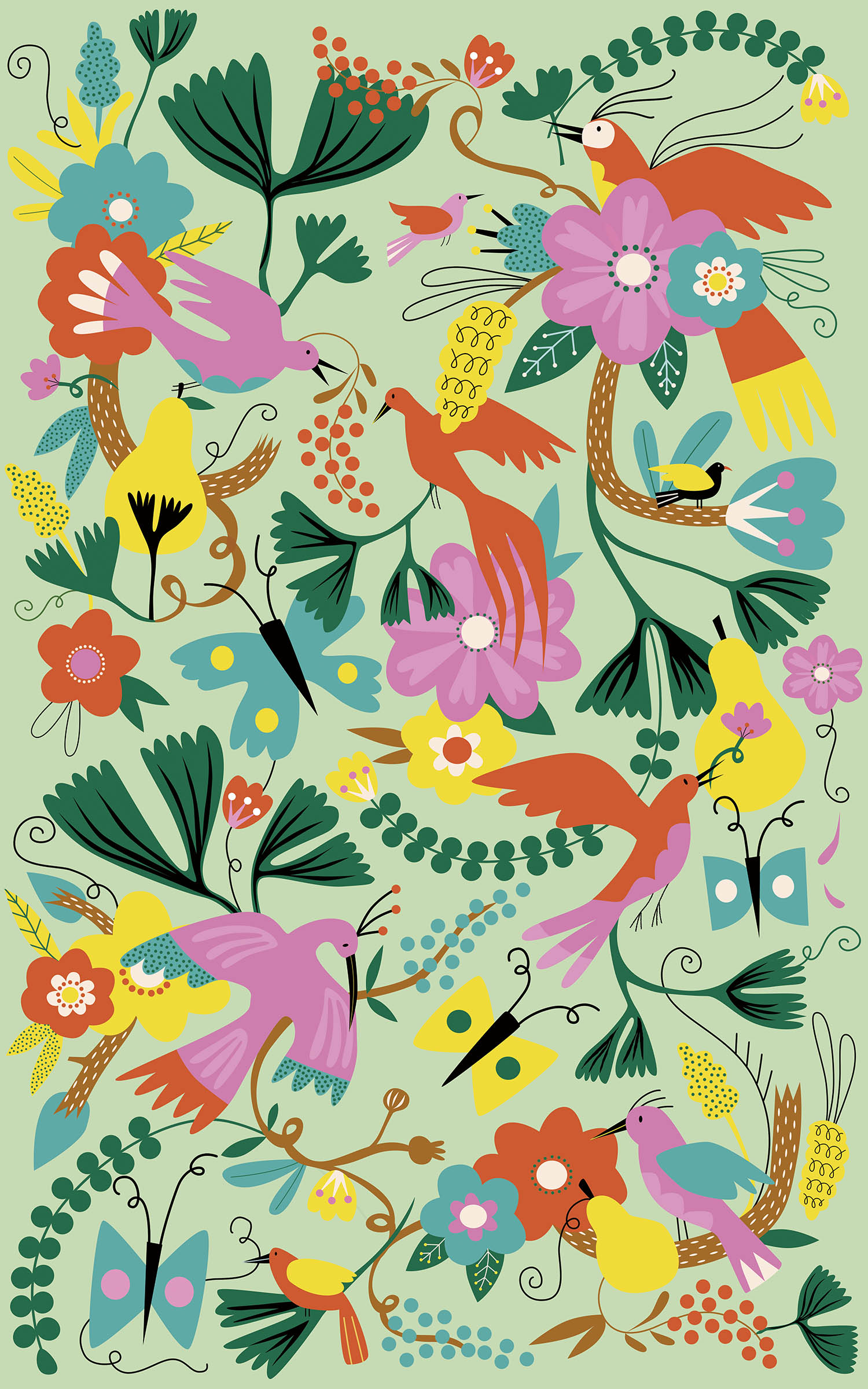 Poster Géant À Pailleter : Oiseaux Fantastiques