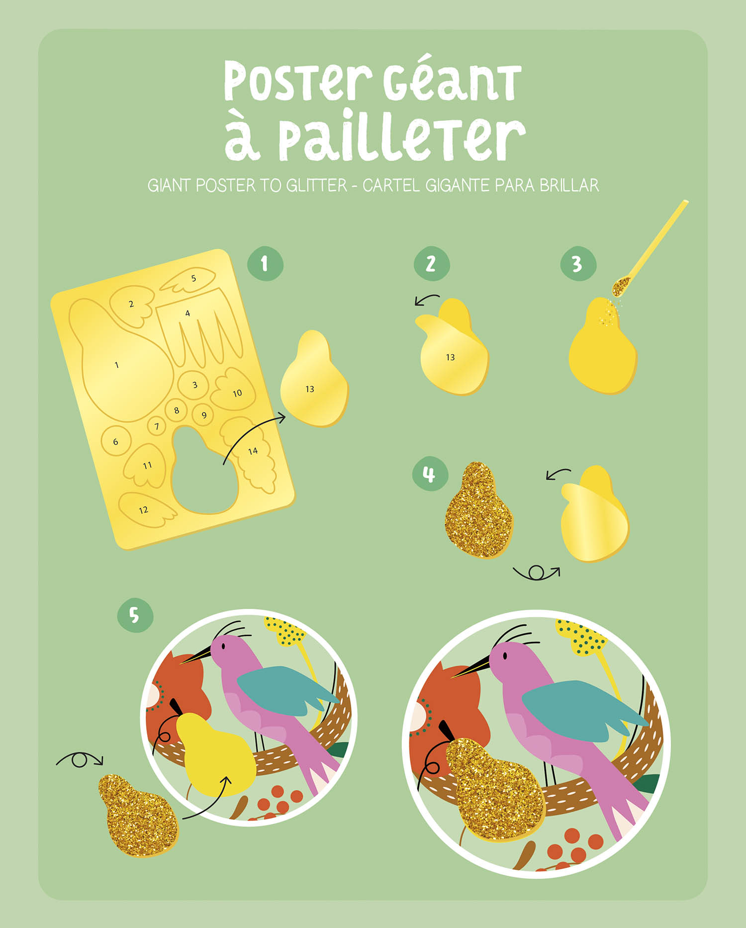 Poster Géant À Pailleter : Oiseaux Fantastiques