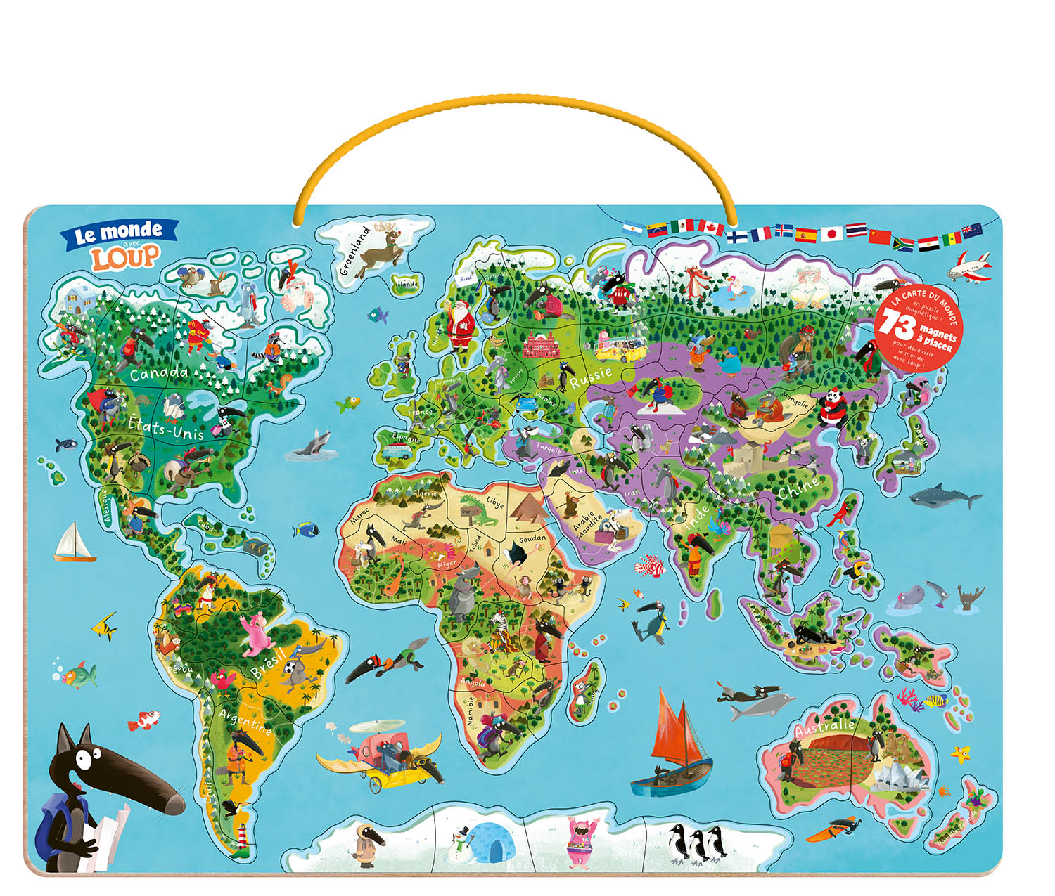 MA CARTE DU MONDE MAGNETIQUE EN PUZZLE - JE DECOUVRE LE MONDE AVEC LOUP