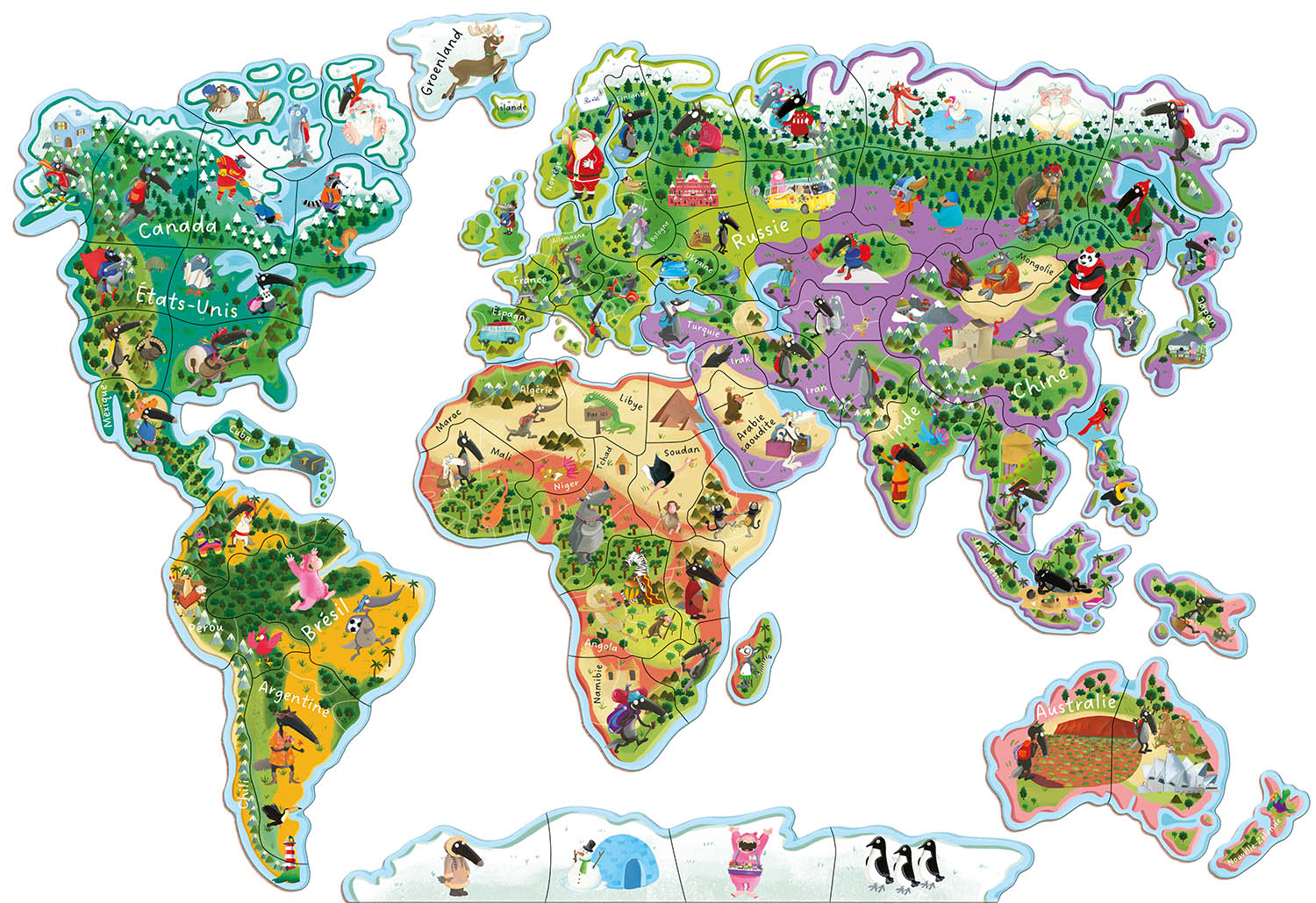 MA CARTE DU MONDE MAGNETIQUE EN PUZZLE - JE DECOUVRE LE MONDE AVEC LOUP