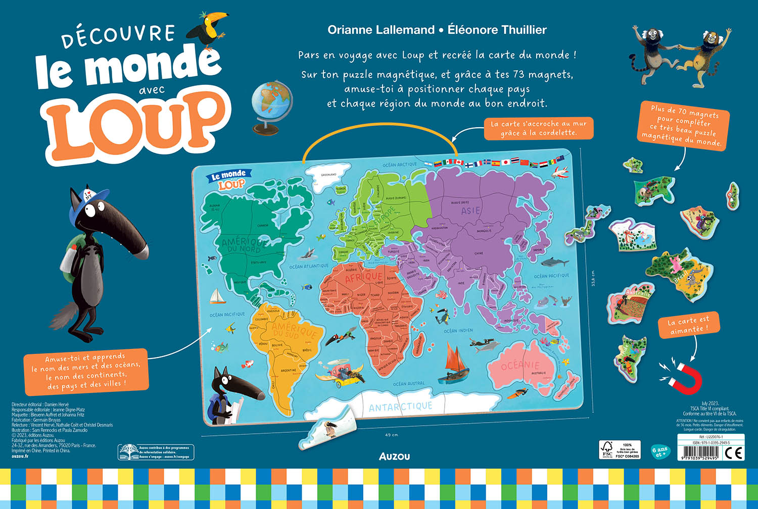 MA CARTE DU MONDE MAGNETIQUE EN PUZZLE - JE DECOUVRE LE MONDE AVEC LOUP