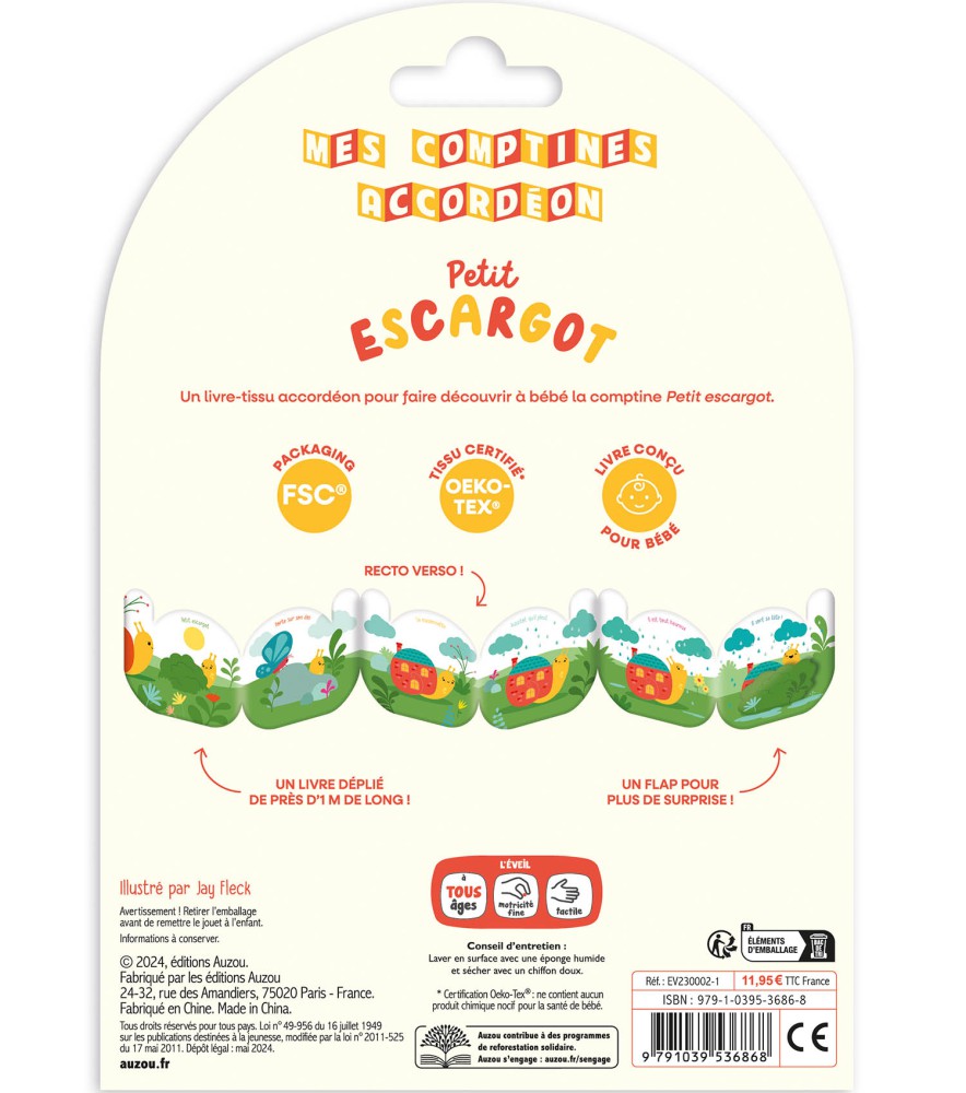 COMPTINES TISSU ACCORDEON - PETIT ESCARGOT