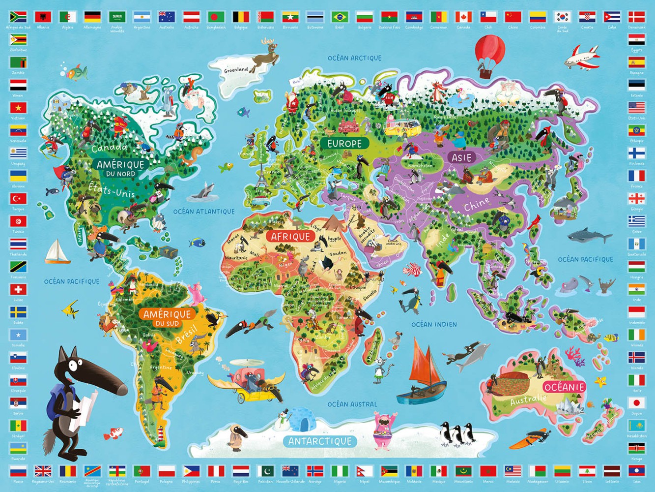 Mon poster géant Loup - La carte du monde