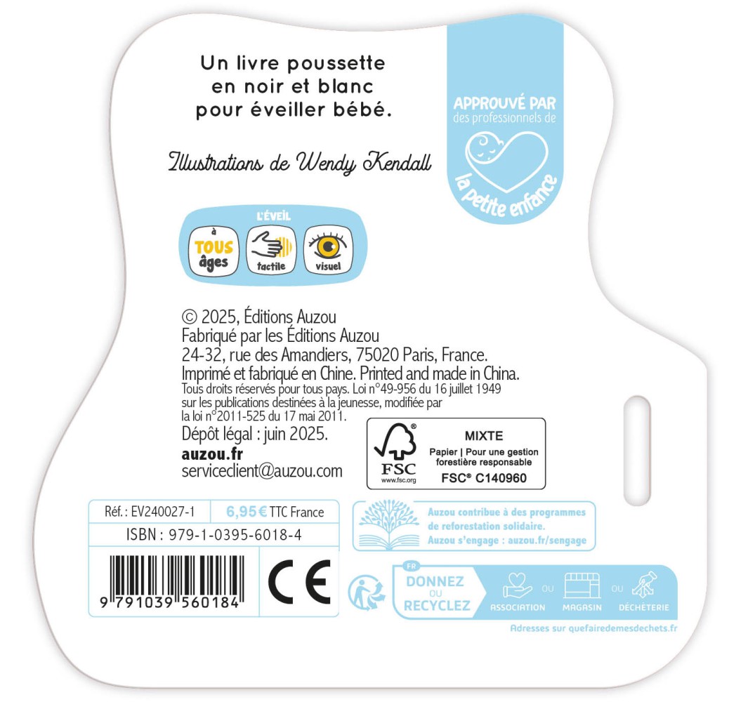 MON PREMIER LIVRE POUSSETTE EN NOIR ET BLANC - ANIMAUX MIGNONS