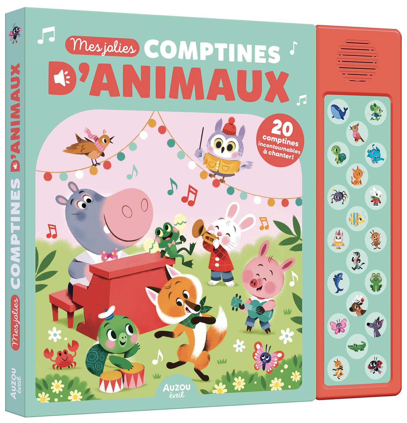 Mes jolies comptines d'animaux - 20 puces sonores - Livres enfants - Auzou
