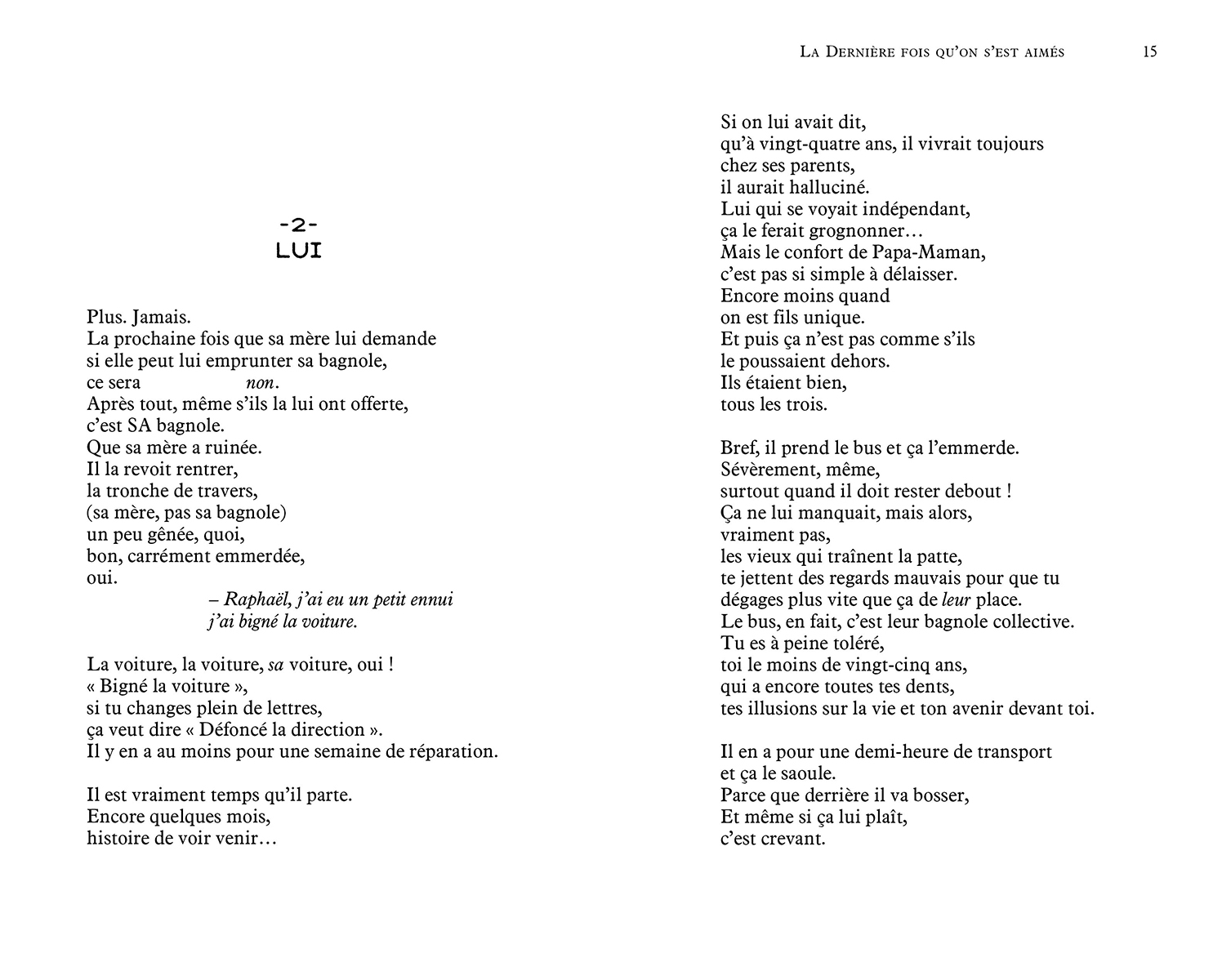 LA DERNIERE FOIS QU