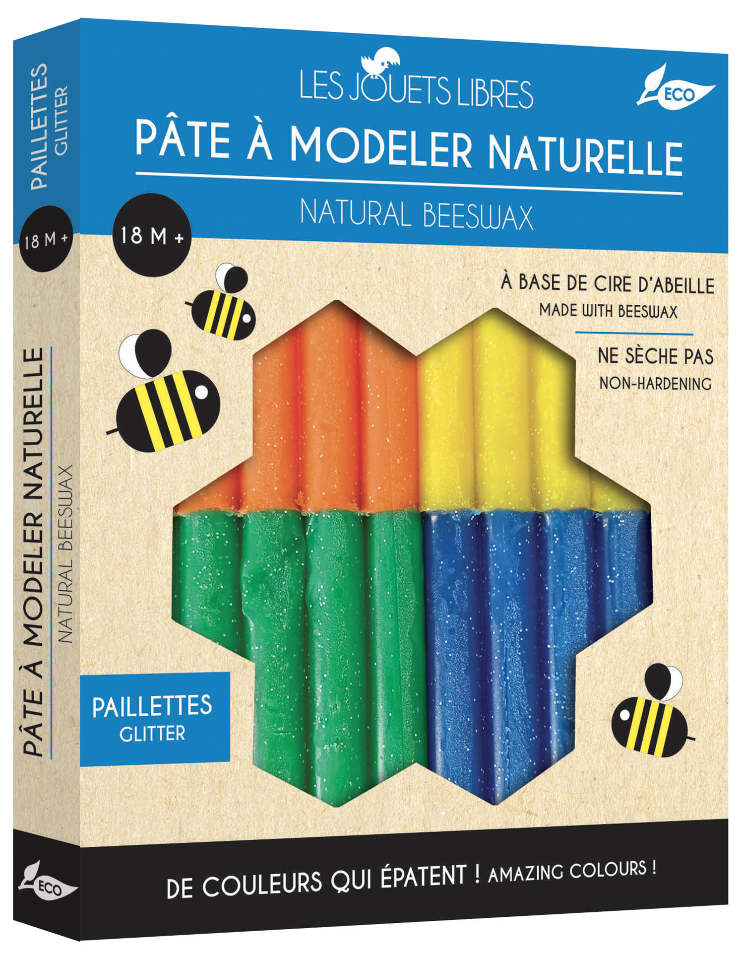 Pâte À Modeler Cire D'abeille - 4 Couleurs Pailletées Pâte À Modeler Cire D'abeille - 4 Couleurs Pailletées