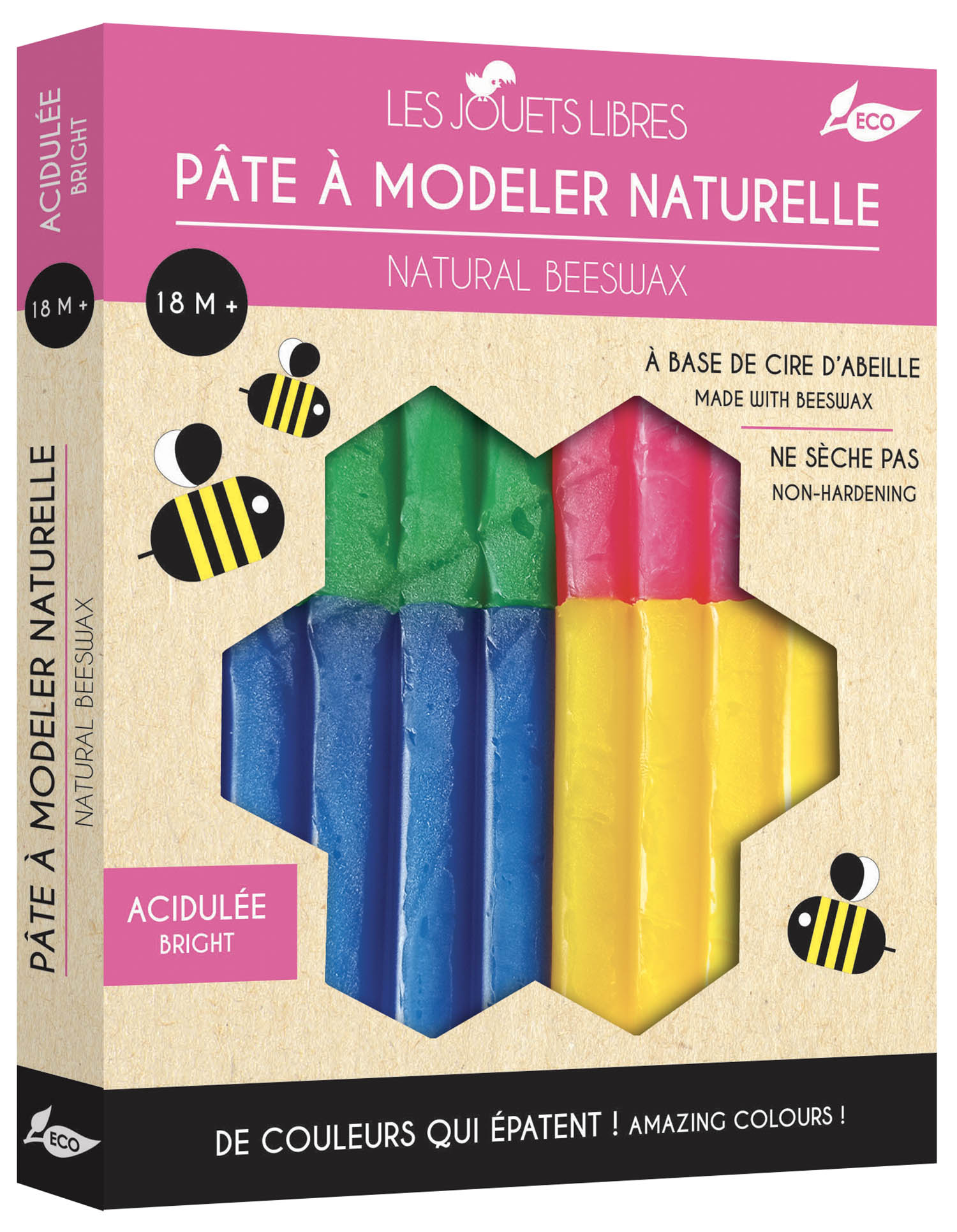Pâte À Modeler Cire D'abeille - 4 Couleurs Acidulées Pâte À Modeler Cire D'abeille - 4 Couleurs Acidulées