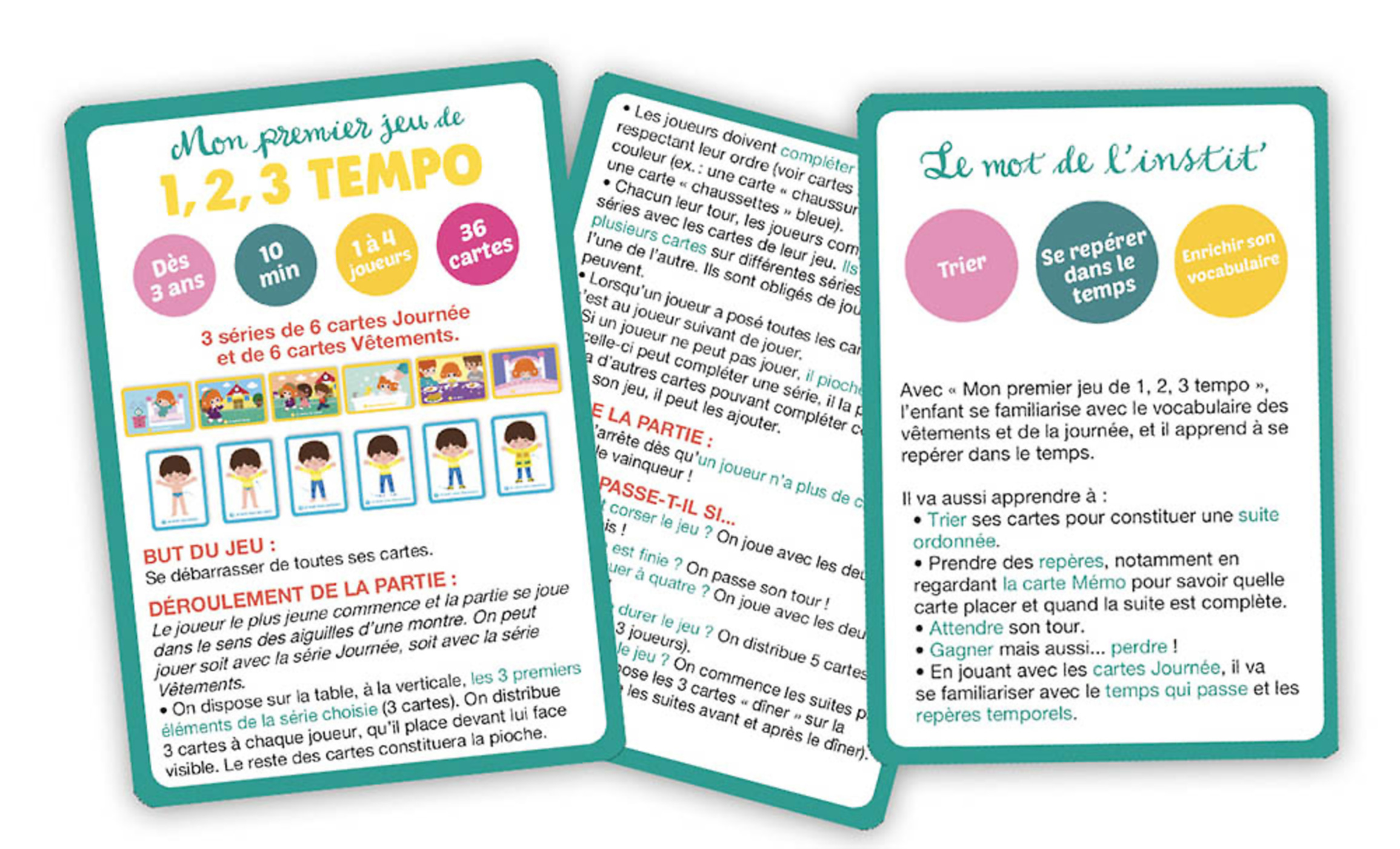 Jeu De Cartes - Mon Premier Jeu De 1, 2, 3 Tempo - Se Repérer Dans Le Temps