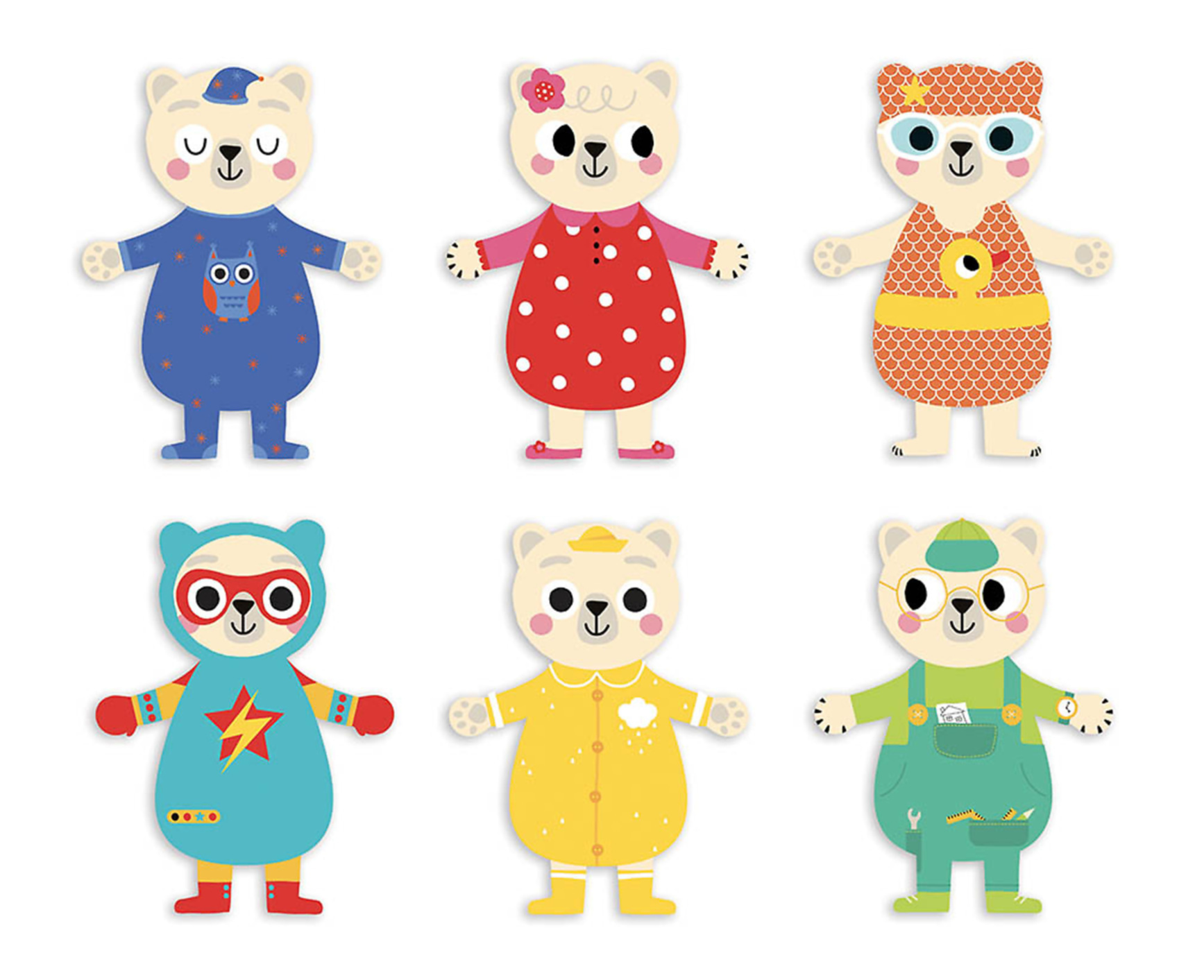 Les Oursons S'habillent - Mes Silhouettes En Bois