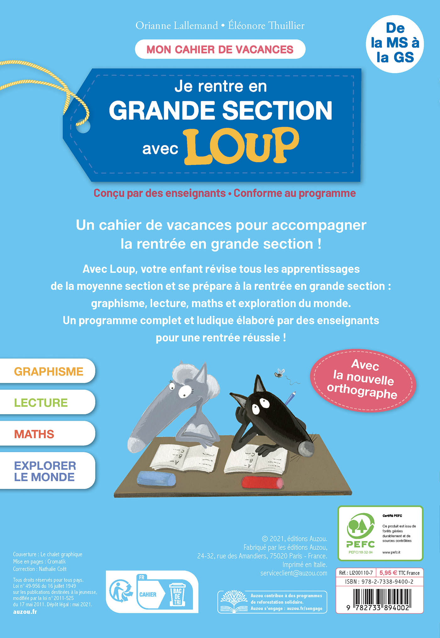 Mon Cahier Loup En Vacances - De La Ms À La Gs - 2026