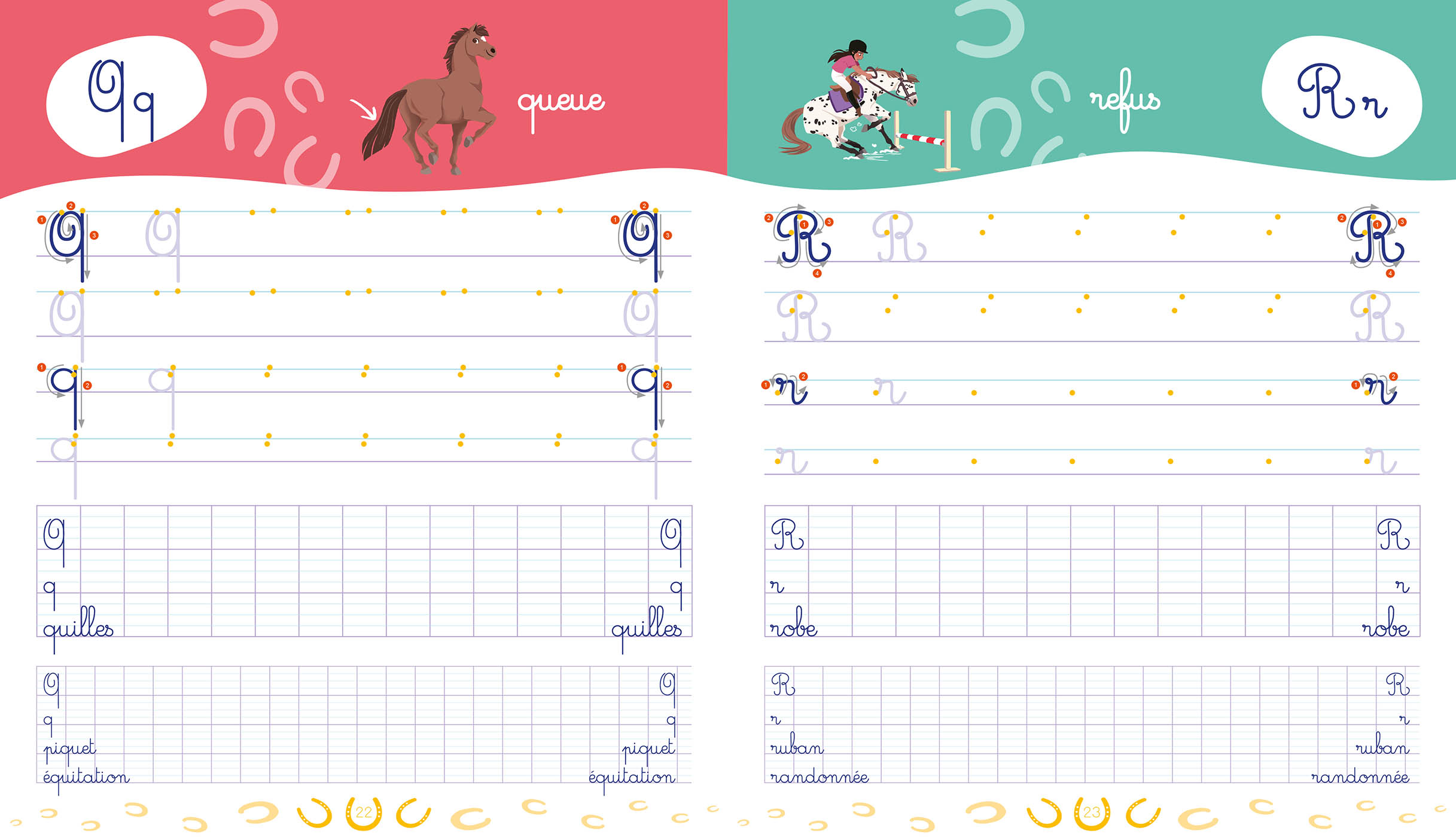 Mon Cahier D'écriture - Lettres Cursives - Les Chevaux