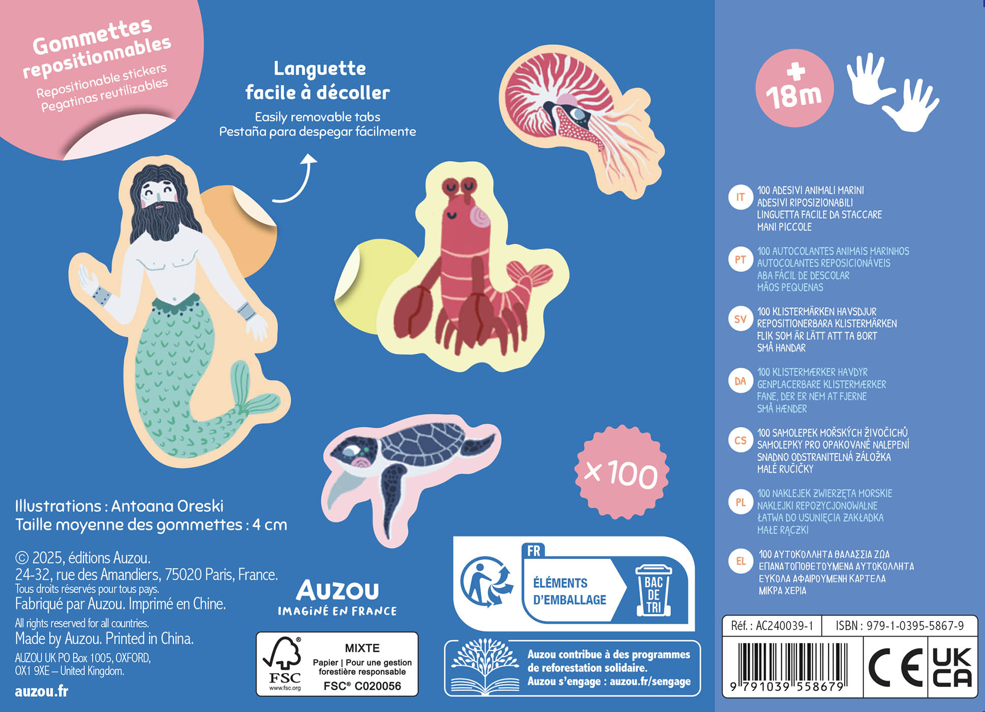 Ma Pochette De 100 Gommettes - Animaux De La Mer