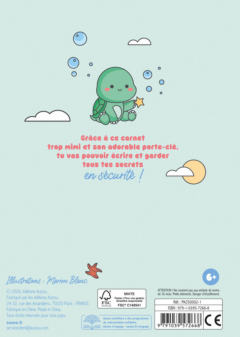 Mon Carnet Secret - Porte-Clé Tortue
